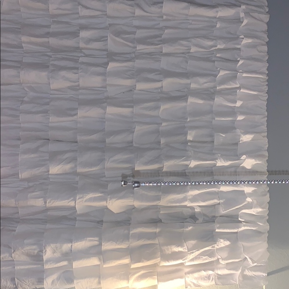 White ruffle blackout curtains